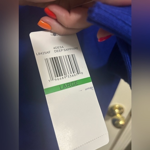 Nina Leonard Sweater Dress Women’s Deep Sapphire V-Neck Ribbed Large NWT - Picture 4 of 6